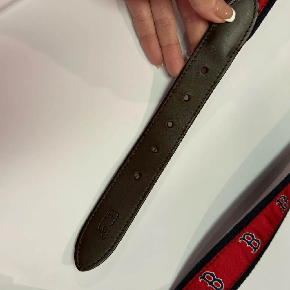 Vineyard Vines Boston Red Sox Canvas Leather Belt Size 32